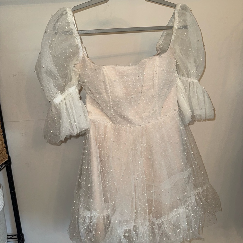 Watters mini bridal dress